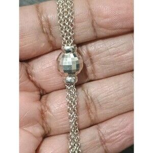 Disco Ball charm Sterling Silver Chain Beaded Vintage Bracelet